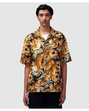 FRIZMWORKS Tiger Hawaiian Half Shirt - Brown
