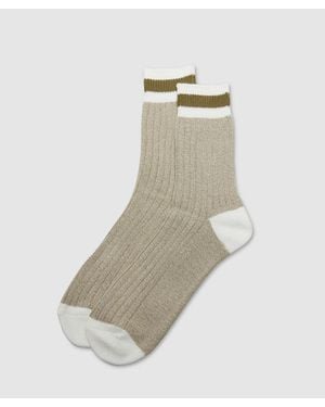 Anonymous Ism Tuck Cuff Stripe Crew Sock - White