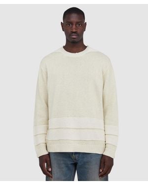 Stone Island Marina Raw Hand Organic Cotton And Linen Jumper (Ivory Melange - Natural