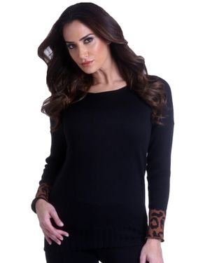 Angel Leopard Sleeve Sweater - Blue
