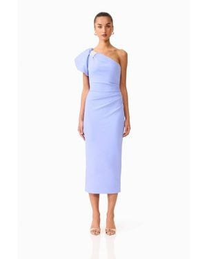 Elliatt Olenna Puff Sleeve Midi Dress - Blue