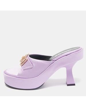 Versace Satin Medusa Biggie Mules - Purple