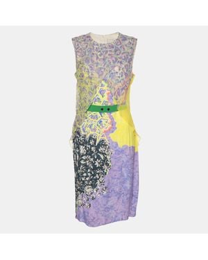 Peter Pilotto Mulitcolor Printed Crepe Sleeveless Belted Midi Dress - Multicolor