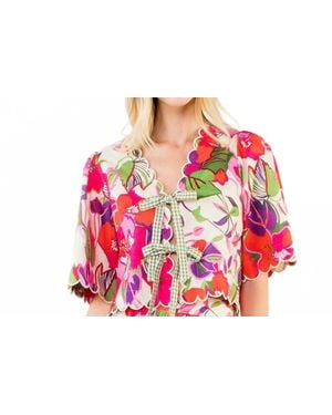 Thml Short Sleeve Floral Pattern Top - Pink