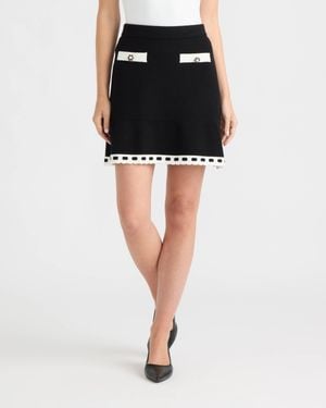 Ellen Tracy Knit Skirt With Contrast Trim - Black