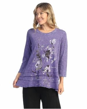 Jess & Jane Ballet Mineral Washed Cotton Layered Top - Purple