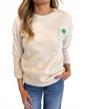 Oat Collective Hazel Xoxo Clover Sweatshirt - Natural