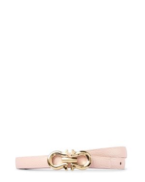 Ferragamo Textured Leather Belt With Interlocking-Tone Buckle - Pink