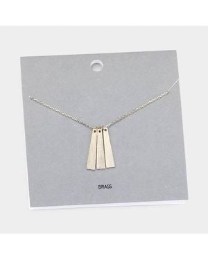 Fashnzfab Brass Metal Triple Irregular Rectangle Pendant Necklace - Gray