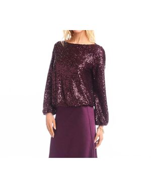 Karen Kane Sequence Boatneck Top - Purple