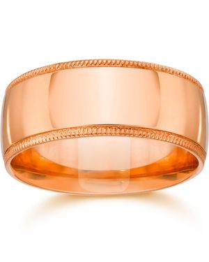 Pompeii3 Rose Gold Milgrain Polished Wedding Band - Orange