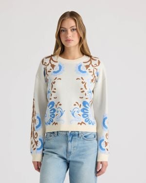 NVLT Round Neck Jacquard Sweater - Blue