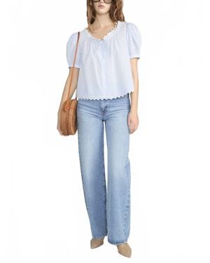 FRAME Serene Scoop Neck Top - Blue