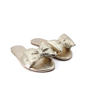 Solei Sea Rafie Bow Slide Sandals - Natural