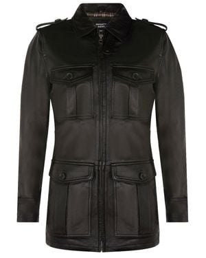 Infinity Leather Leather Parka Safari Coat-Mesa Verde - Black