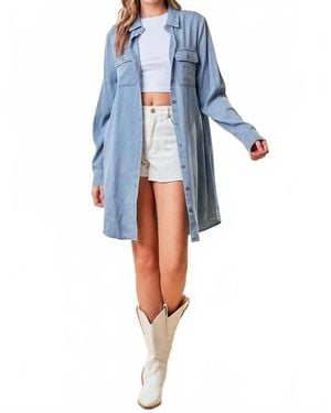 Doe And Rae Midi Length Shirt Dress - Blue
