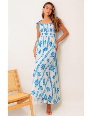 TRUEDAMES Noir Floral Woven Maxi Dress - Blue