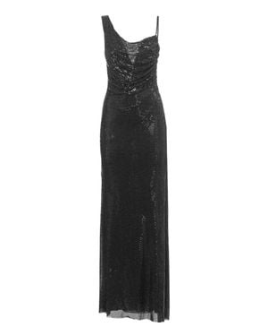 Self-Portrait Rhinestone-Embellished Asymmetric Maxi Dress - Black