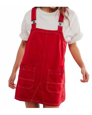Free People Overall Smock Mini Dress - Red