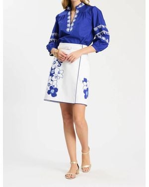 tyler boe Simone Applique Mini Skirt - Blue