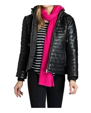 11 Uptown Leather Puffer Jacket With Detachable Hood - Black