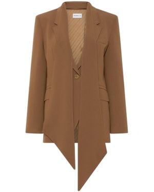 Marella Asymmetrical Front Pointed Hem Blazer - Brown