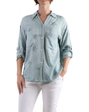 Gigi Moda Spazio Long Sleeve Button Down Shirt - Blue
