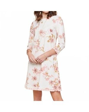 spartina 449 Island Fringe Floral Print Long Sleeve Dress - Pink