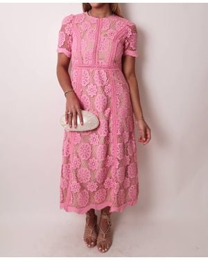 Just Me Lace Maxi Dress - Pink