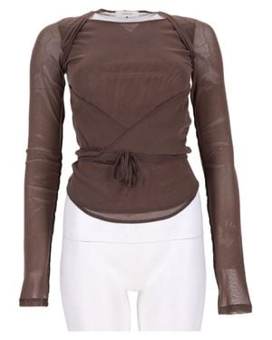 Lemaire Translucent Wrap Detail Long-Sleeve Top - Brown