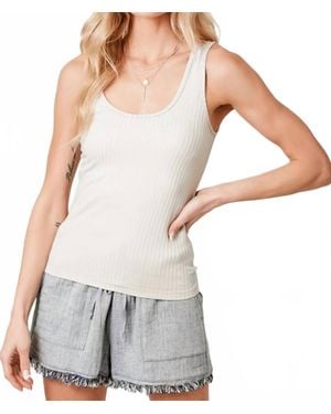 Mystree Ribbed Tank Top - White