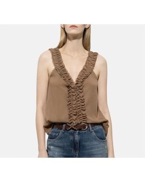 Luisa Cerano Ruffled Cami - Brown
