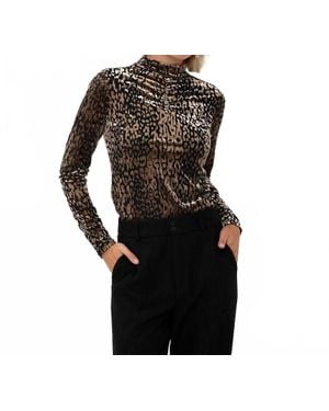 EsQualo Velour Mock Neck Top - Black