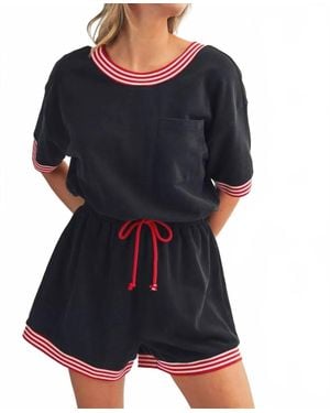 Jodifil Stripe Accent Romper - Black