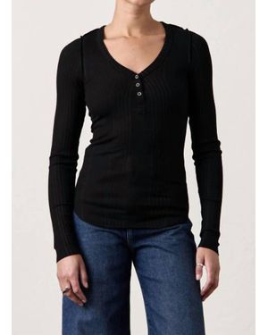 NSF Cody Fitted Snap Henley - Black