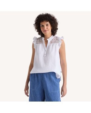 Nautica Popover Lace Top - Blue