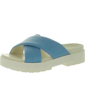 Vionic Vesta Criss-Cross Front Slip On Platform Sandals - Blue