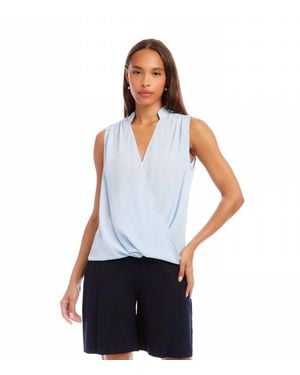Karen Kane Sleeveless Drape Front Top - White