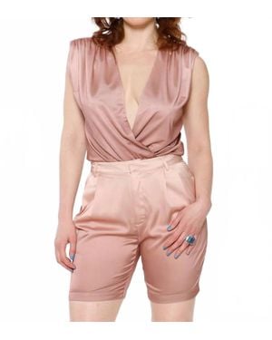 Circular Path Sleeveless Wrap Bodysuit - Pink