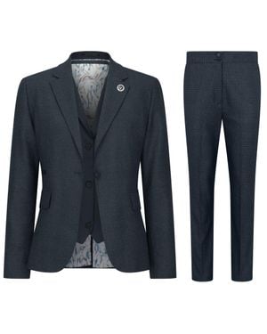 Oliver Tweed Infinity Leather Three-Piece Tailored Fit Suit - Blue