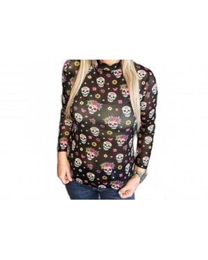 Sterling Kreek Life Is Brief Sugar Skull Mesh Top - Black