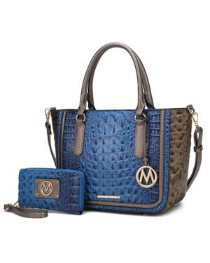 MKF Bonnie Faux Crocodile-embossed Vegan Leather 's Satchel - Blue