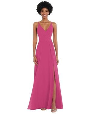 After Six Faux Wrap Criss Cross Back Maxi Dress With Adjustable Straps - Pink