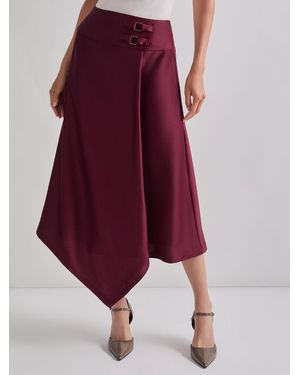 Misook Asymmetrical Crepe De Chine Maxi Skirt - Purple