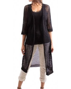 Gigi Moda Ginavra Knitted Mesh Maxi Open Jacket - Black