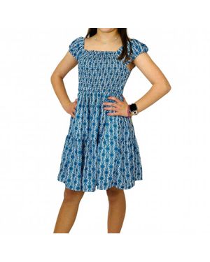 Tweenstyle Girl's Geo Printed Tiered Dress - Blue