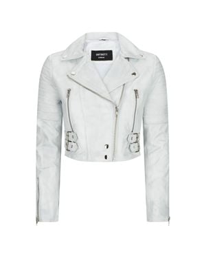 TruClothing Leather Jacket Cross Zip Biker Brando Classic - White