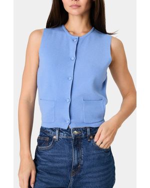 French Connection Cozy Soft Knit Vest Top - Blue