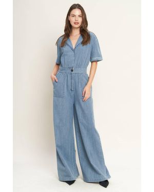 TRUEDAMES Quiet Luxury Lightweight Denim Jumpsuit - Blue