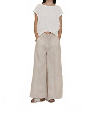 GRADE & GATHER Long Line Linen Pants - Natural